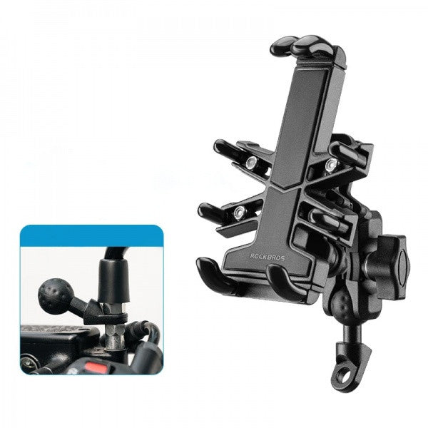 Uchwyt motocyklowy na lusterko, uchwyt na telefon Heavy Duty z absorpcją drgań ROCKBROS (25210024002) metalowy
