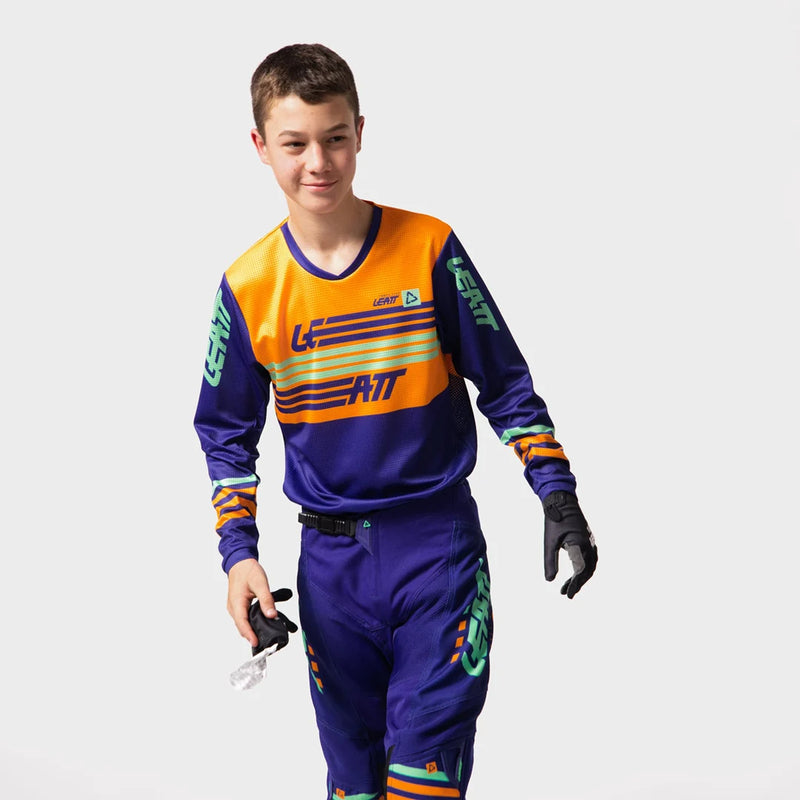 STRÓJ OFFROADOWY BLUZA I SPODNIE JUNIOR LEATT MINI KIT 3.5 STRIPES ORANGE XS