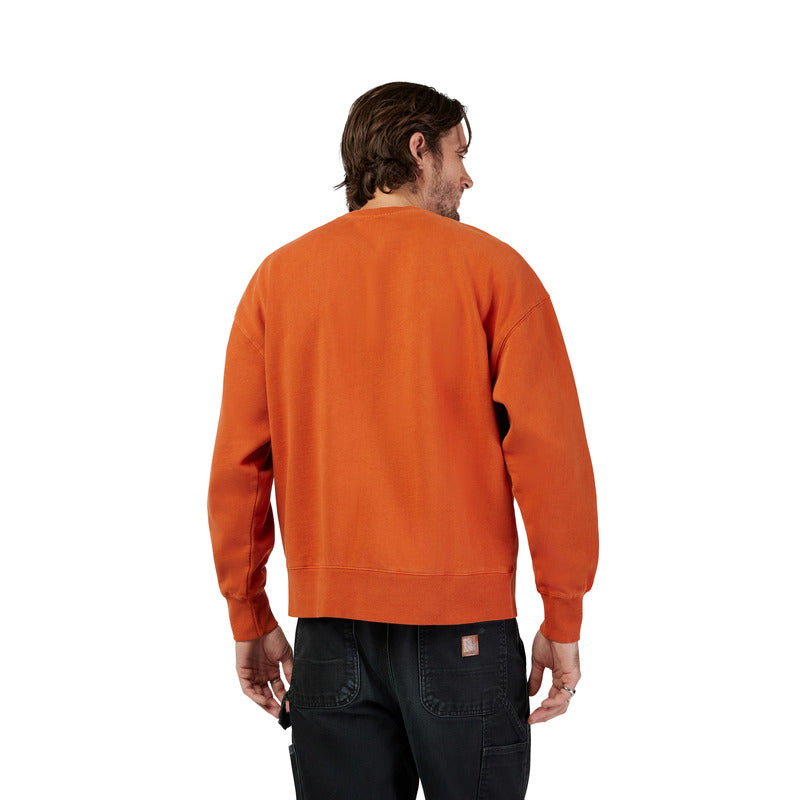 BLUZA FOX WORDMARK OVERSIZED FLEECE CREW COGNAC