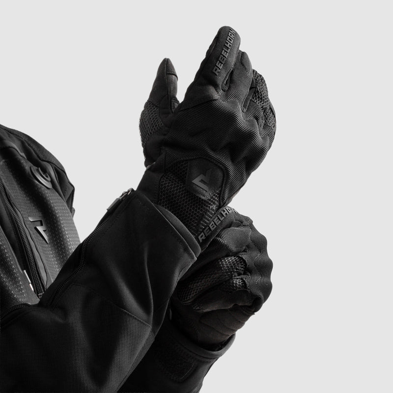 RĘKAWICE MOTOCYKLOWE REBELHORN CORE BLACK – zdjęcie 4