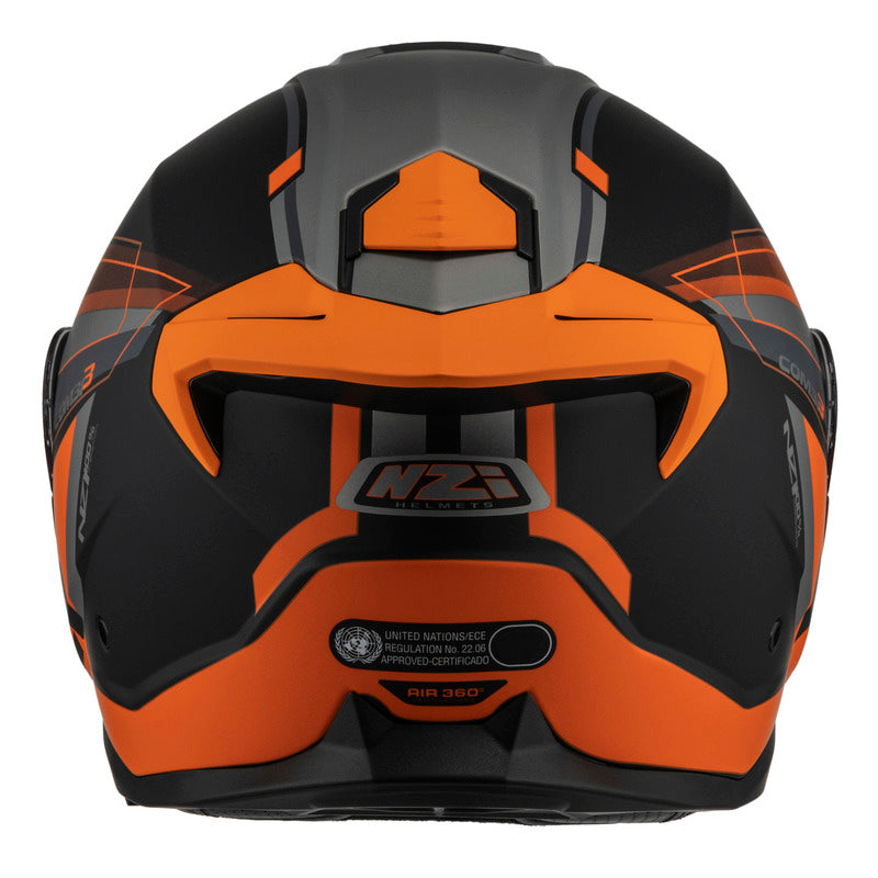 KASK MOTOCYKLOWY NZI COMBI 3 DUO DAILY BLACK ORANGE ANTRACITE MATT XS