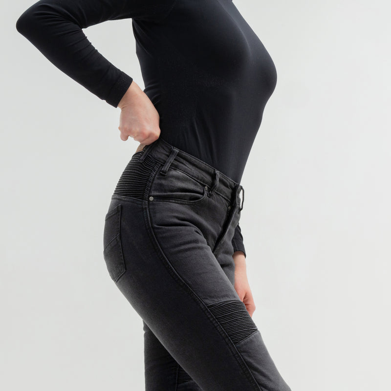 JEANSY MOTOCYKLOWE DAMSKIE BROGER AURA WASHED BLACK 26/30
