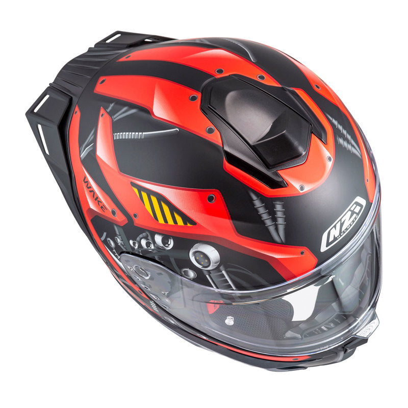 KASK MOTOCYKLOWY NZI WAKE STREAM BOOSTER CYBER BLACK RED MATT XS
