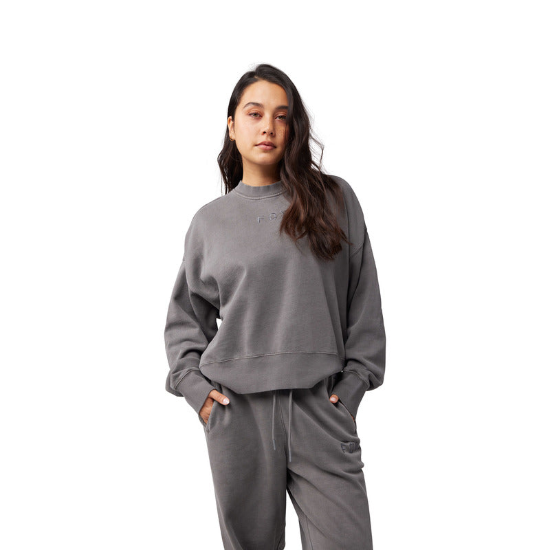 BLUZA DAMSKA FOX WORDMARK OVERSIZED FLEECE CREW PEWTER