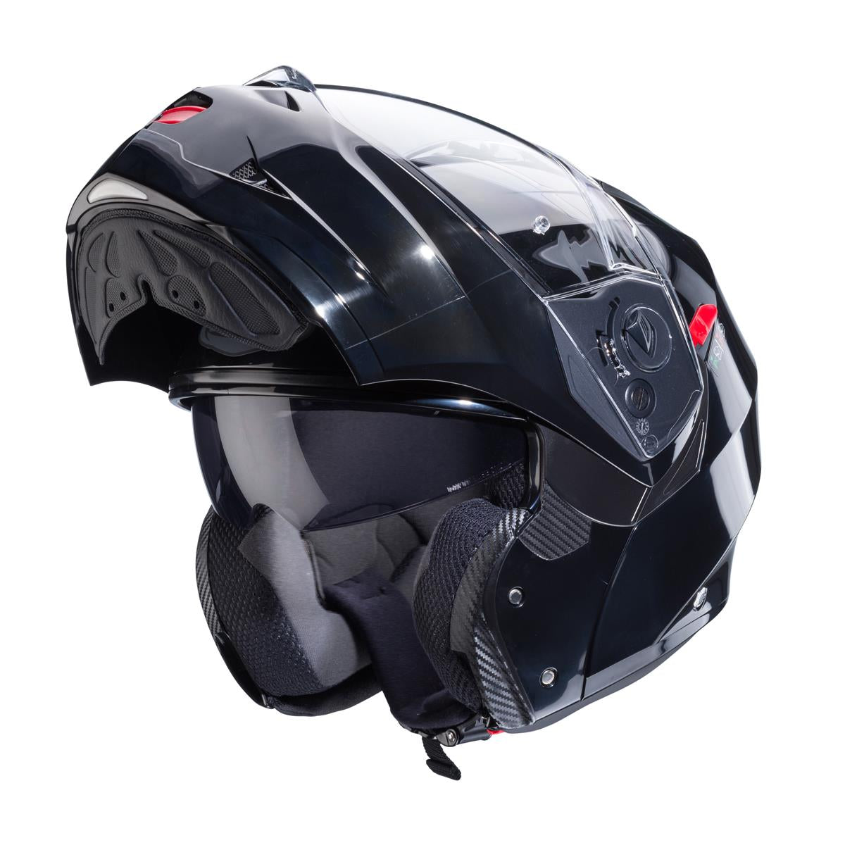 CABERG KASK SZCZĘKOWY FLIP-UP MODEL DUKE X SOLID KOLOR CZARNY POŁYSK (SMART - BEZ PINLOCK W ZESTAWIE) – zdjęcie 2