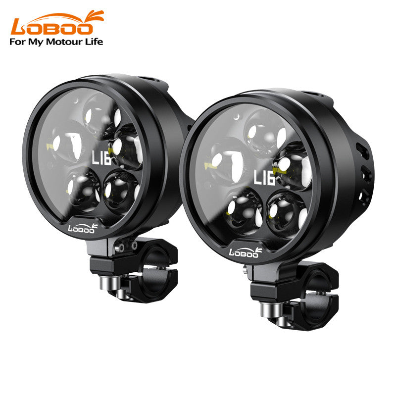 LOBOO L16 lampy LED drogowe i mijania pomocnicze, 19 000 Lumenów, 8-stopniowa skala świecenia, homologacja, czarne, zestaw