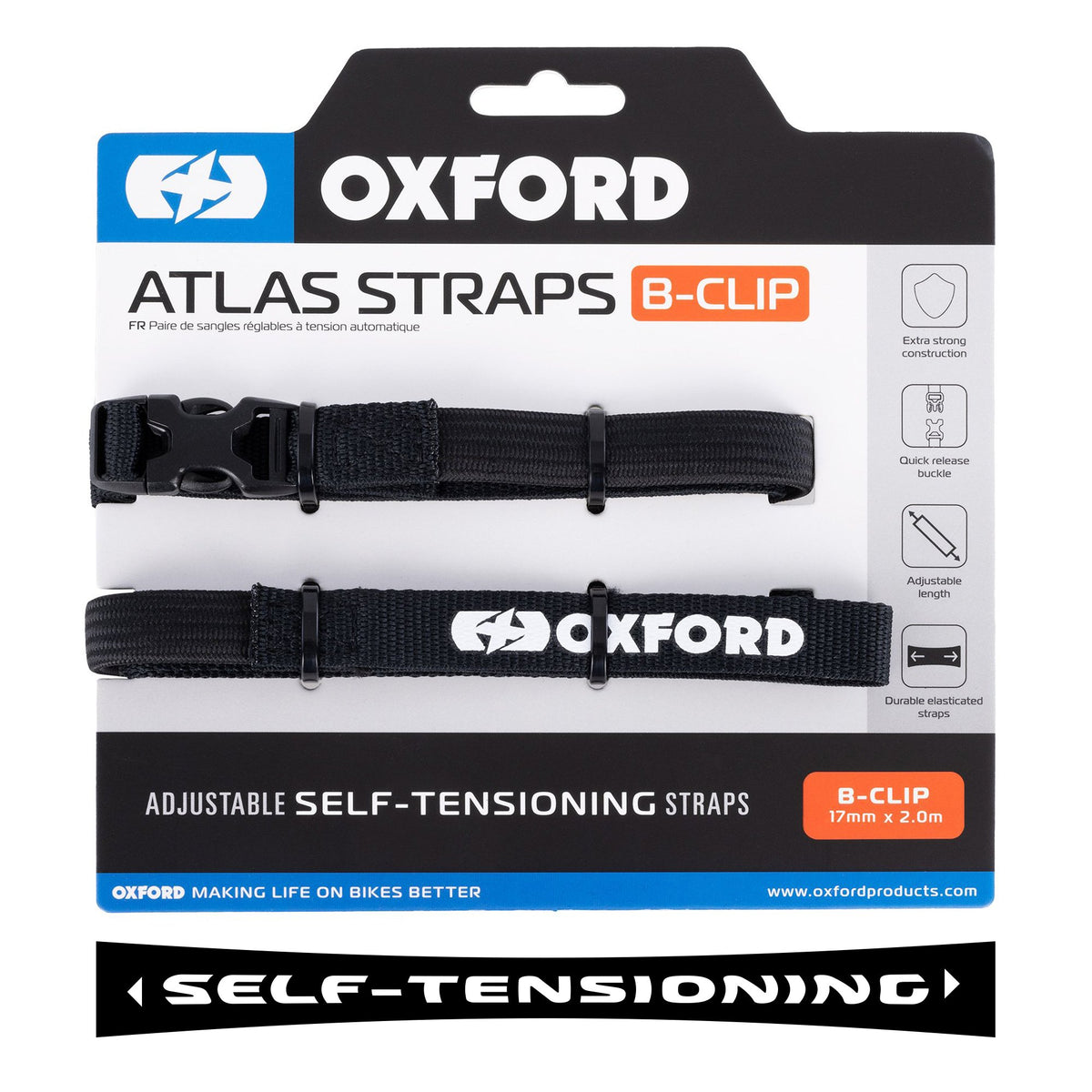 OXFORD PASY TRANSPORTOWE ATLAS B-CLIP 17MM X 2 M KOLOR CZARNY – zdjęcie 3