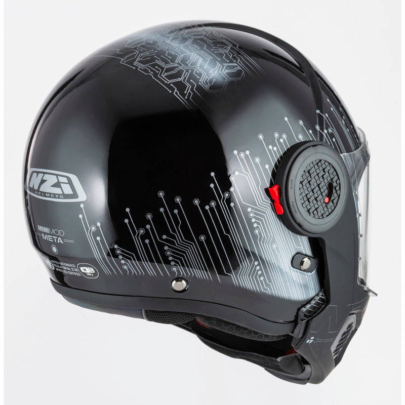 KASK MOTOCYKLOWY NZI MINIMOD DUO META BLACK SILVER XS