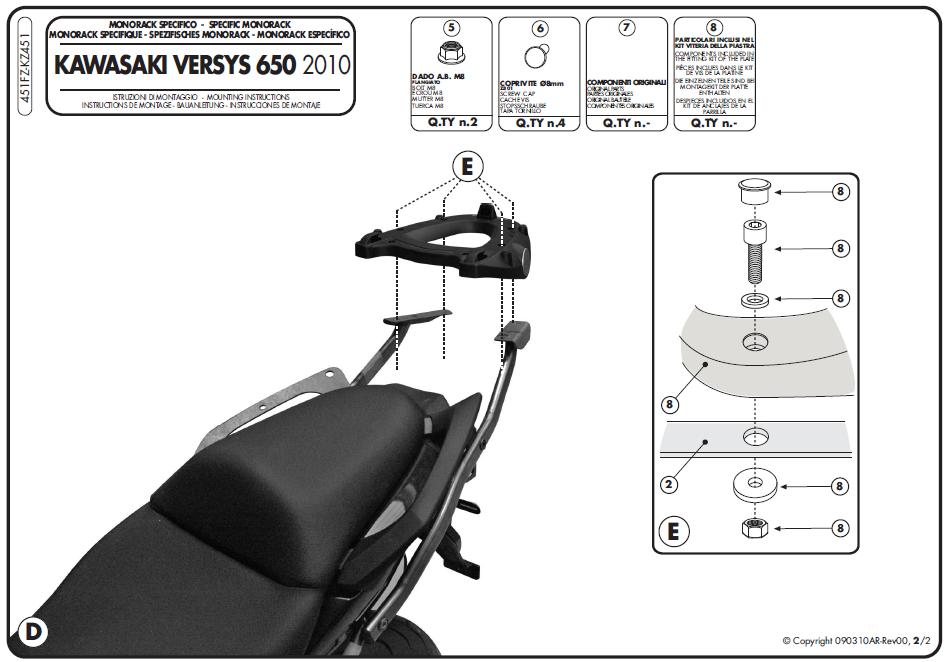 KAPPA STELAŻ KUFRA CENTRALNEGO KAWASAKI VERSYS 650 (10-14) ( BEZ PŁYTY ) – zdjęcie 3