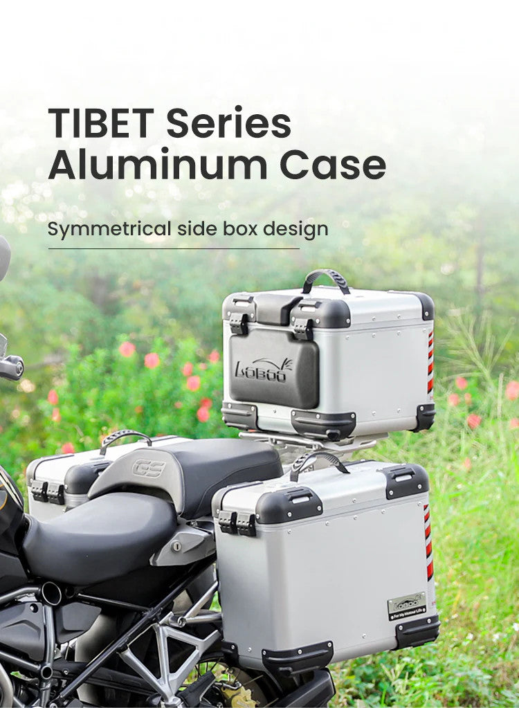 LOBOO TIBET Kufer centralny czarny 36L, aluminium, 2 zamki, wodoodporny