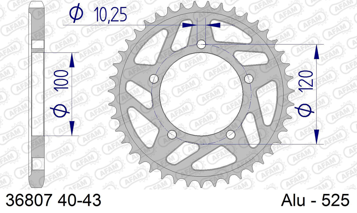 AFAM Zębatka tylna aluminiowa do łańcucha 525 kod 36807-41