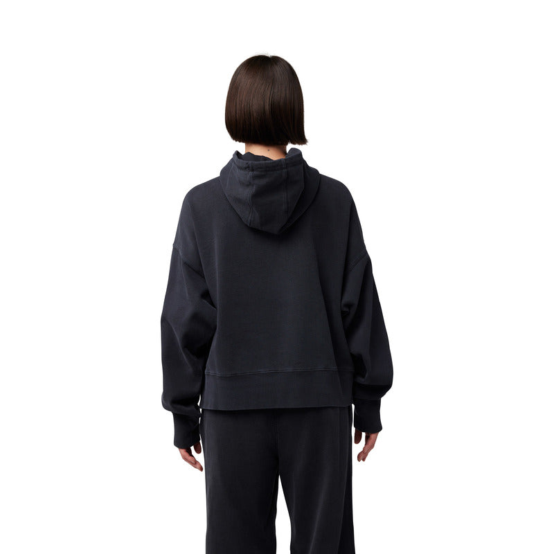 BLUZA Z KAPTUREM DAMSKA FOX WORDMARK OVERSIZED BLACK