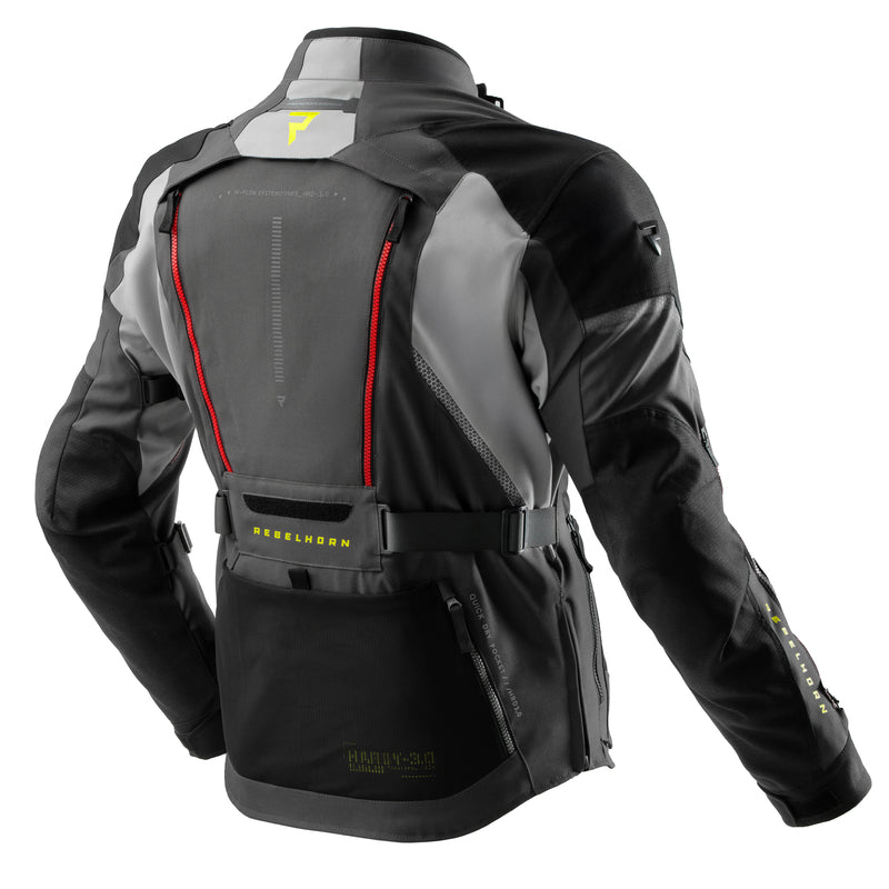 KURTKA MOTOCYKLOWA TEKSTYLNA REBELHORN HARDY 3.0 DARK GREY BLACK FLUO YELLOW