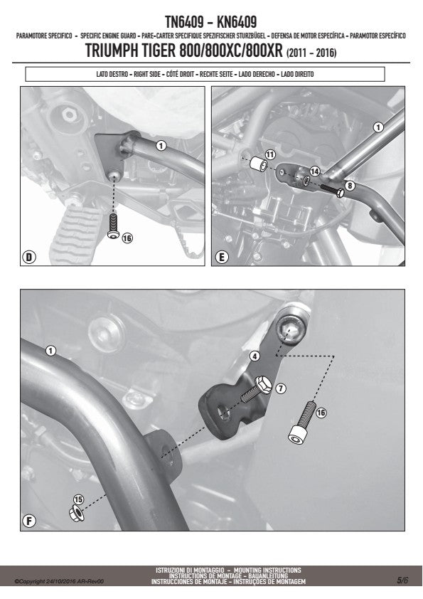 KAPPA GMOLE OSŁONY SILNIKA TRIUMPH Tiger 800 / 800 XC / 800 XR (11-19) CZARNE – zdjęcie 5
