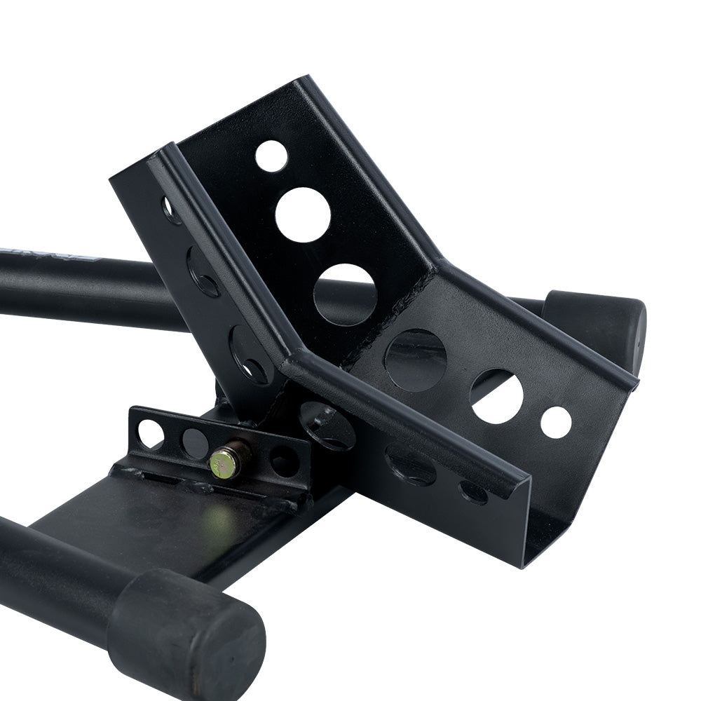 OXFORD PROMOCJA BIKE DOCK STOJAK Z UCHWYTEM PRZEDNIEGO KOŁA TO TRANSPORTU LUB PRZECHOWYWANIA MOTOCYKLA (Z KOŁYSKĄ) WHEEL CHOCK KOLOR CZARNY – zdjęcie 2