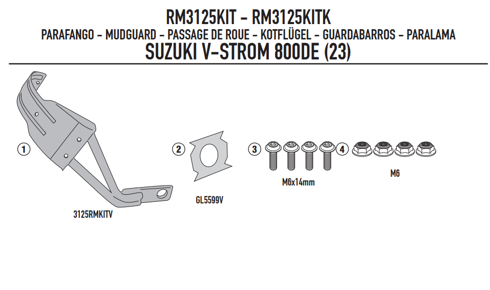KAPPA MOCOWANIE BŁOTNIKA KRM02 SUZUKI V-STROM 800DE/SE '23-'25, GSX 8S '23-'25
