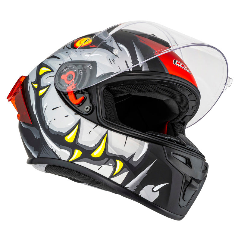 KASK MOTOCYKLOWY NZI TRENDY STREAM RAPTOR BLACK GREY RED S MATT XS