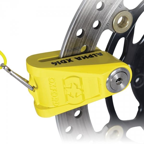 OXFORD BLOKADA TARCZY HAMULCOWEJ ALPHA XD14, TRZPIEŃ 14MM KOLOR ŻÓŁTY