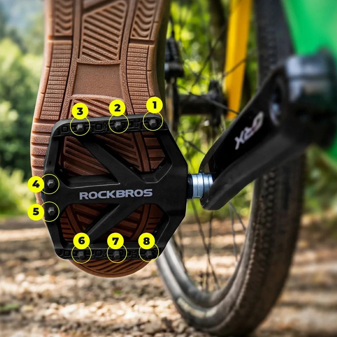 Pedały rowerowe platformowe Rockbros BP2602 nylonowe łożyska maszynowe 9/16 MTB CZARNE