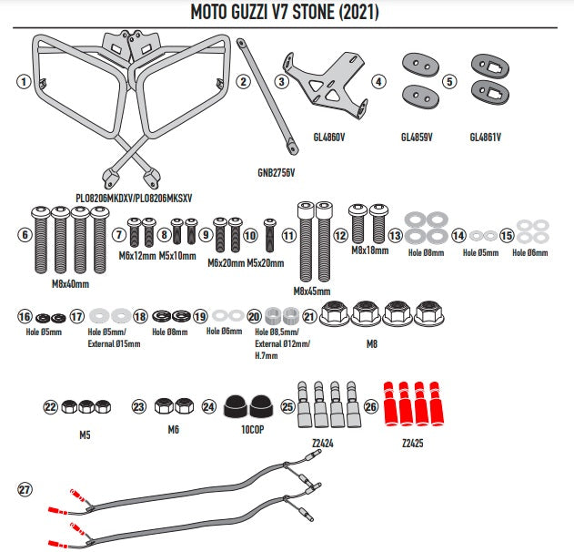 KAPPA STELAŻ KUFRÓW BOCZNYCH MONOKEY CAM SIDE MOTO GUZZI V7 STONE '21-'25 - POD KUFRY KFR K'FORCE ORAZ KVG K'VOYAGER ALU – zdjęcie 2