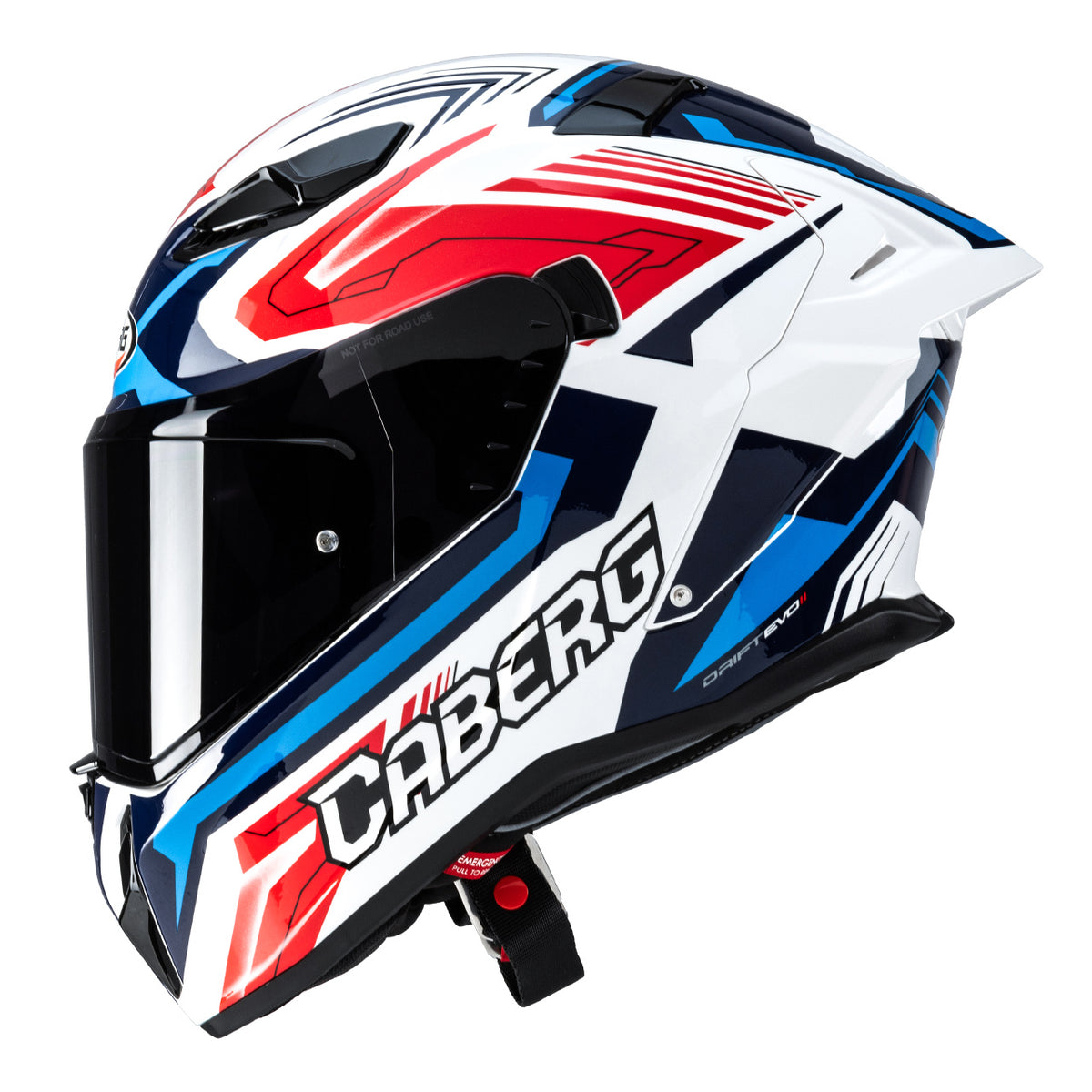 CABERG KASK INTEGRALNY Z BLENDĄ MODEL DRIFT EVO II JARAMA KOLOR BIAŁY/CZERWONY/NIEBIESKI (PINLOCK W ZESTAWIE) – zdjęcie 3