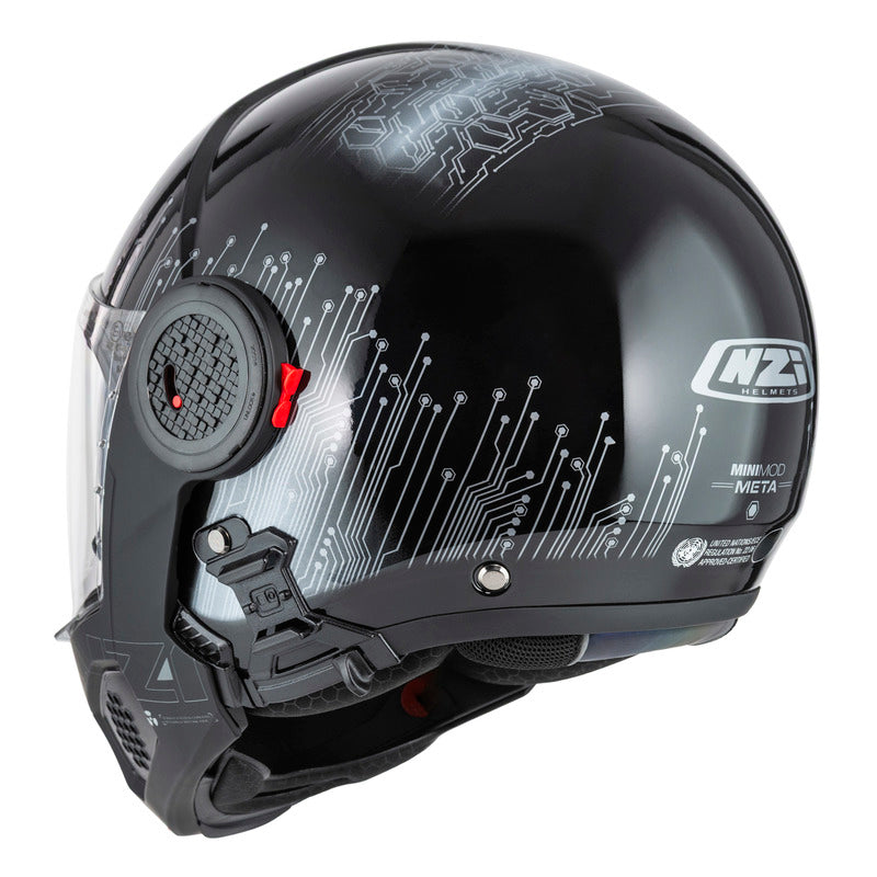 KASK MOTOCYKLOWY NZI MINIMOD DUO META BLACK SILVER XS