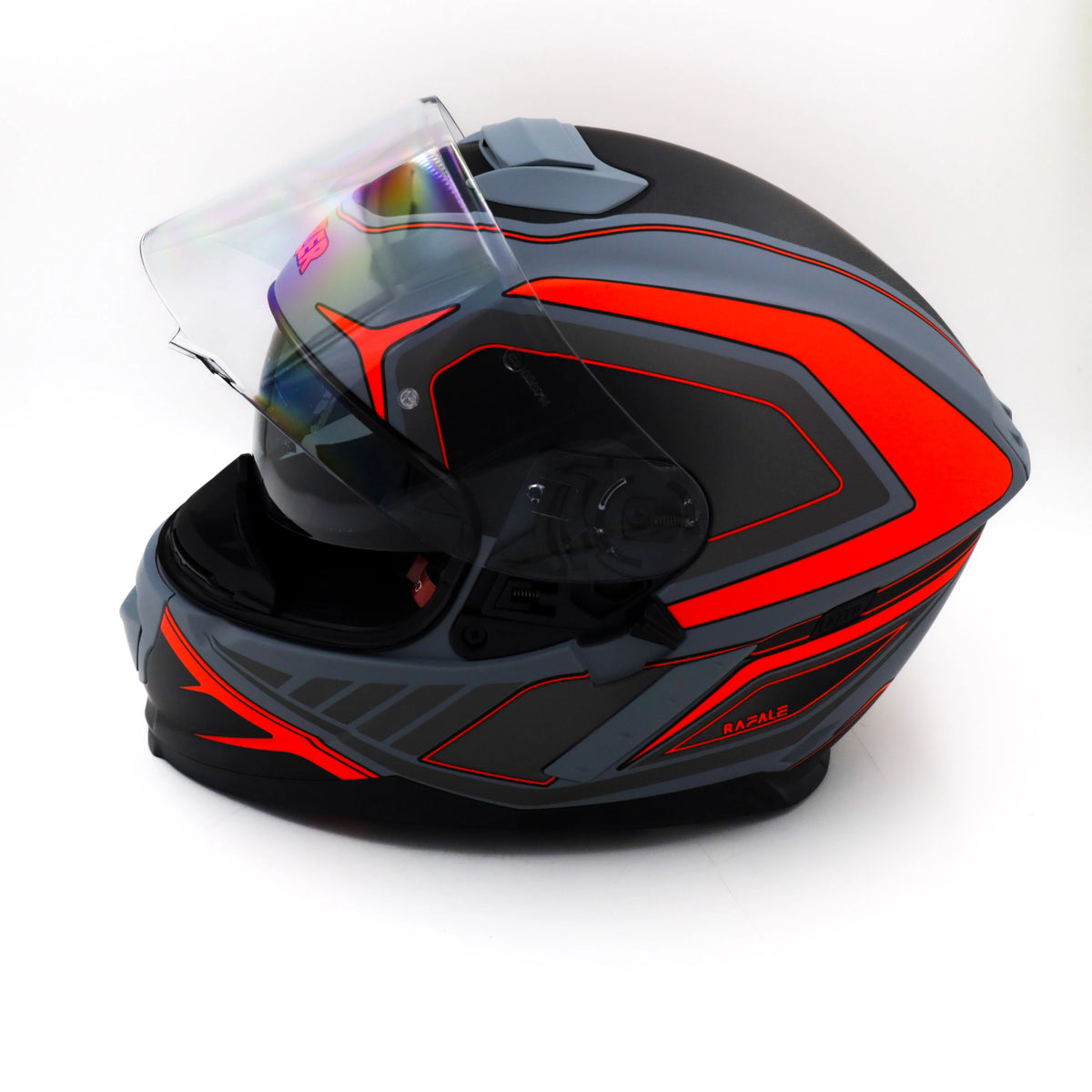 Kask Motocyklowy LAZER RAFALE Hexa (kol. Tytanowy Szary - Czerwony - Matowy)