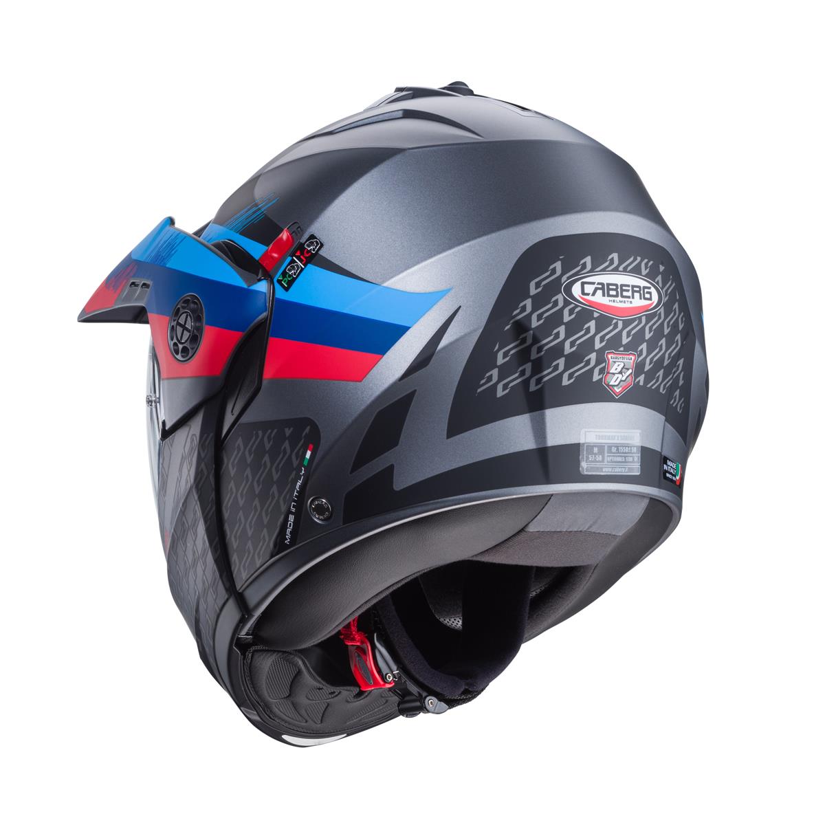 CABERG KASK SZCZĘKOWY FLIP-UP ENDURO MODEL TOURMAX X SARABE KOLOR SZARY MAT/CZARNY/KOLORY BMW (PINLOCK W ZESTAWIE) – zdjęcie 4