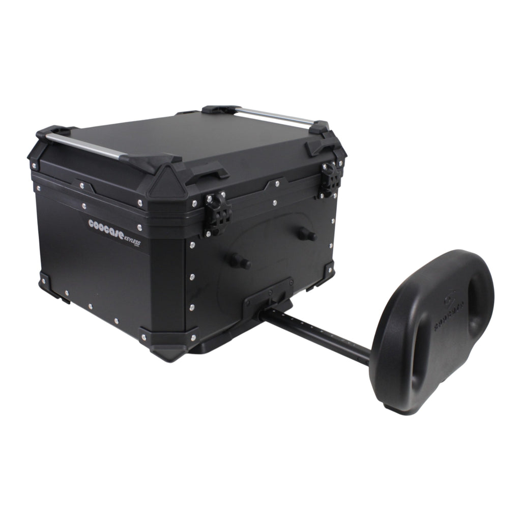 KUFER CENTRALNY ALUMINIOWY COOCASE 55L KEYLESS Z WYSUWANYM OPARCIEM CZARNY – zdjęcie 5