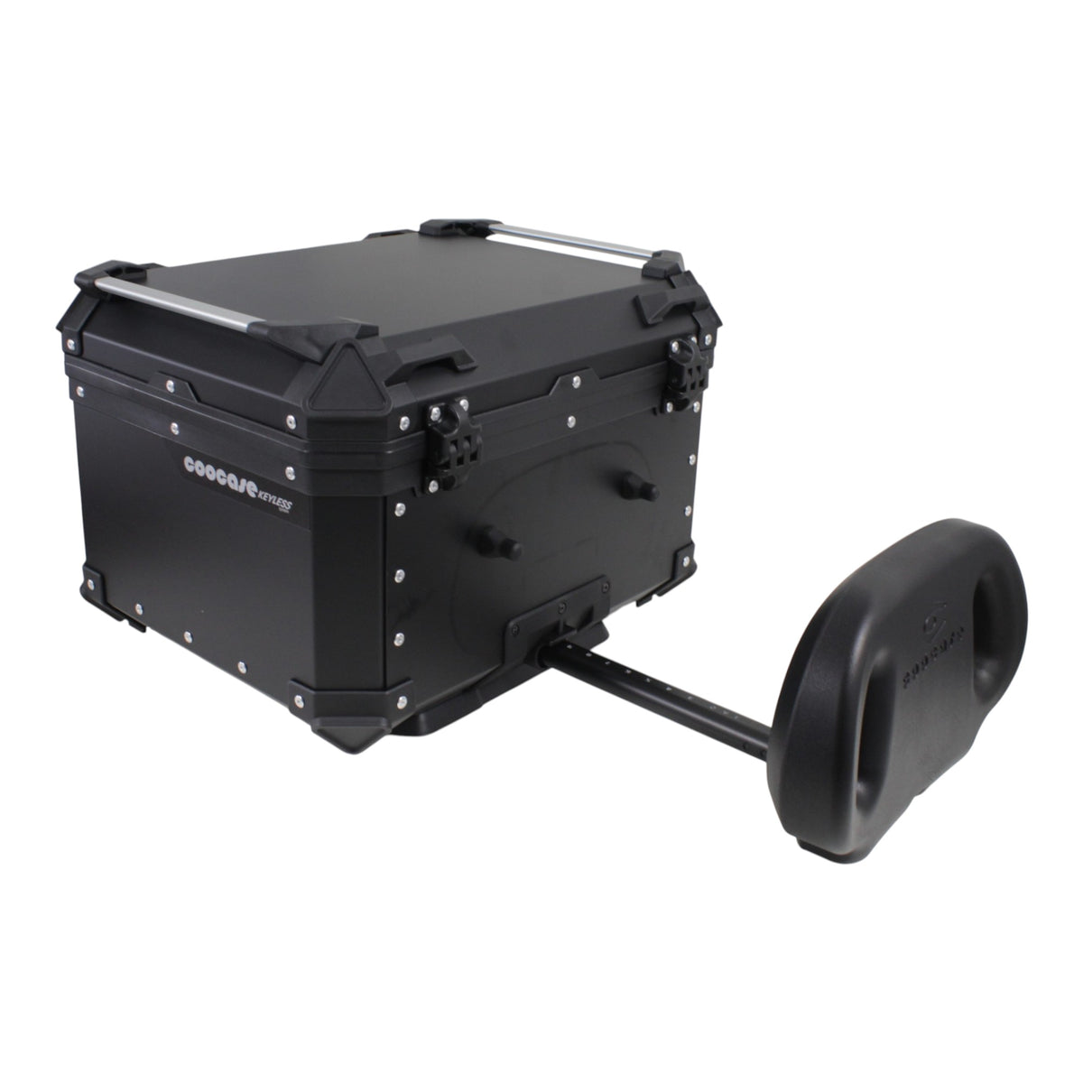 KUFER CENTRALNY ALUMINIOWY COOCASE 55L KEYLESS Z WYSUWANYM OPARCIEM CZARNY – zdjęcie 5