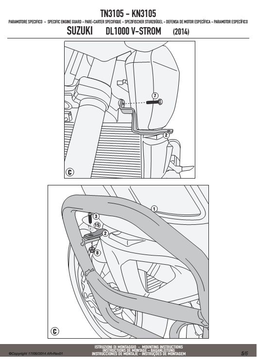 KAPPA GMOLE OSŁONY SILNIKA SUZUKI DL 1000 V-STROM (14-19) CZARNE – zdjęcie 5