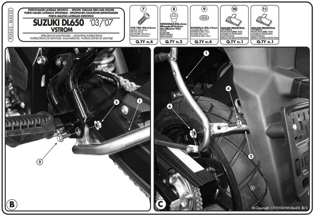 KAPPA STELAŻ KUFRÓW BOCZNYCH MONOKEY SIDE SUZUKI DL 650 V-STROM '04-'11- TYLKO POD KUFRY K33N K'ROAD – zdjęcie 2