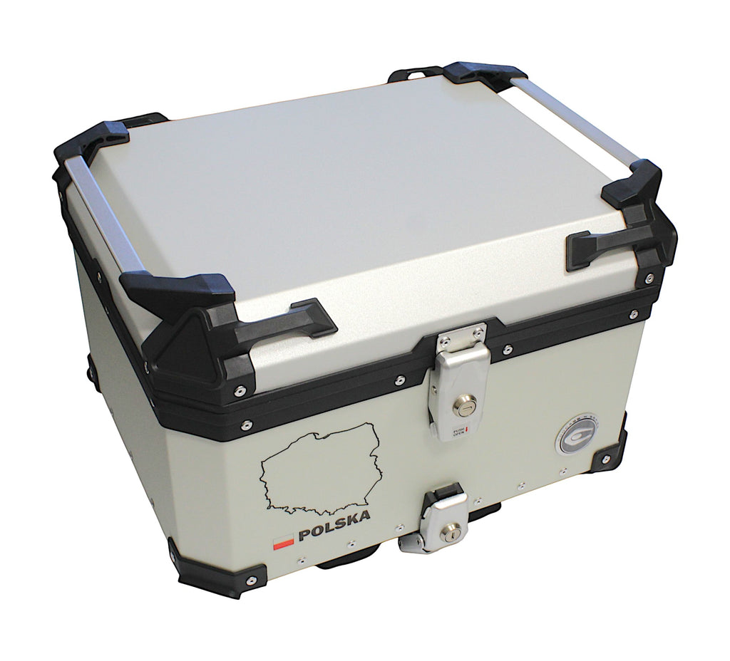 KUFER CENTRALNY ALUMINIOWY COOCASE 55L SREBRNY Z MAPĄ PL + TORBĄ WEWNĘTRZNĄ – zdjęcie 2