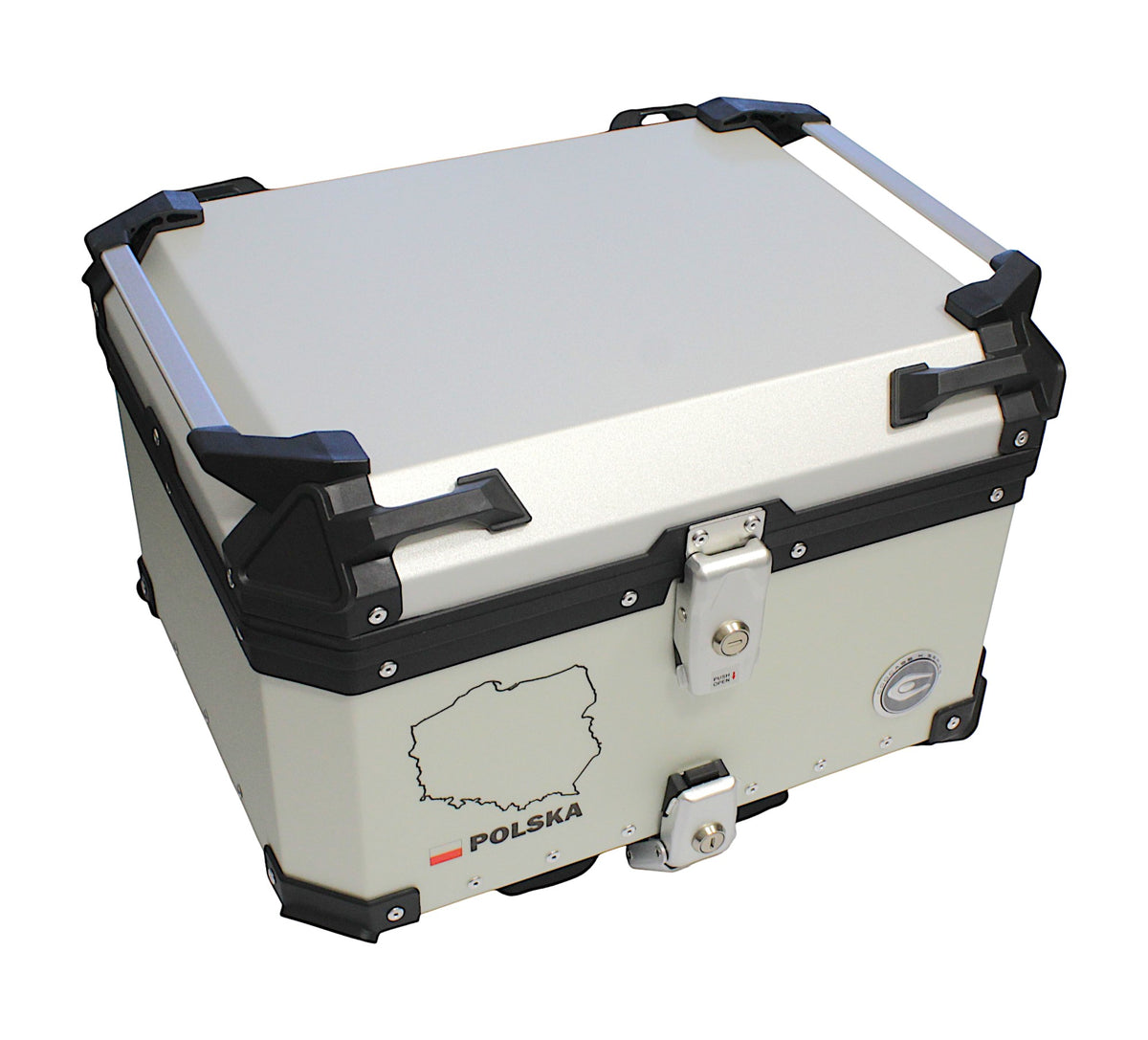 KUFER CENTRALNY ALUMINIOWY COOCASE 55L SREBRNY Z MAPĄ PL + TORBĄ WEWNĘTRZNĄ – zdjęcie 2