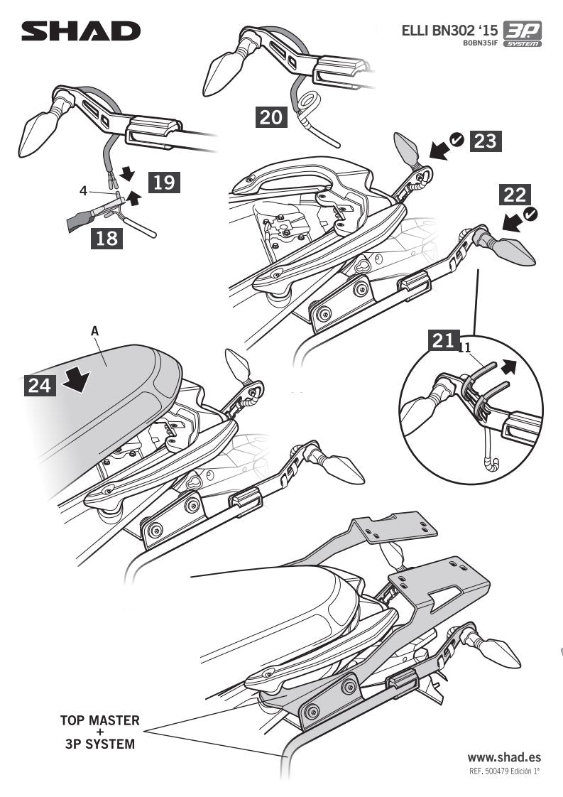 STELAŻ KUFRA BOCZNEGO 3P SHAD DO BENELLI BN302