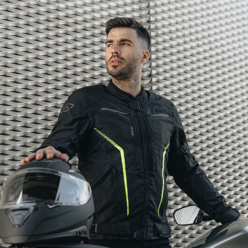 KURTKA MOTOCYKLOWA TEKSTYLNA OZONE DELTA 4 BLACK FLUO YELLOW
