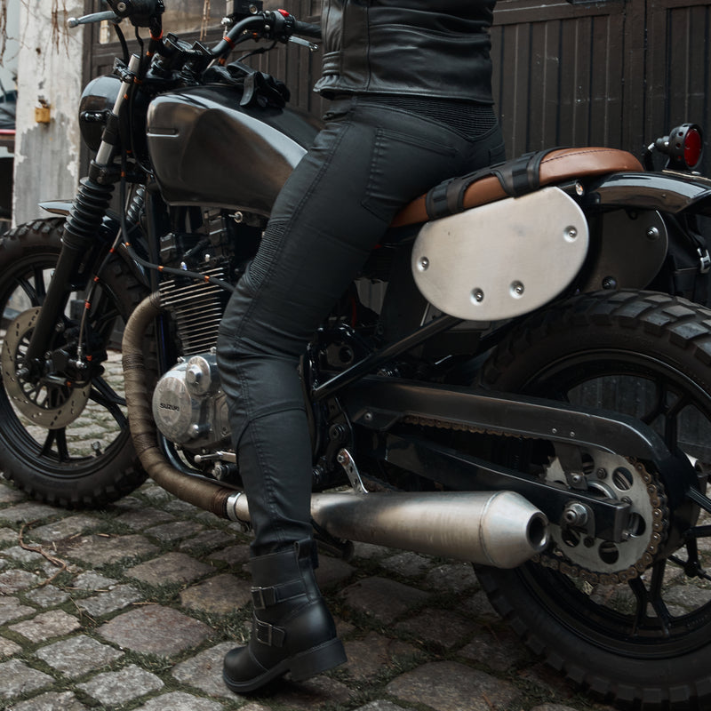 JEANSY MOTOCYKLOWE DAMSKIE OZONE ROXY WAXED BLACK 24/30
