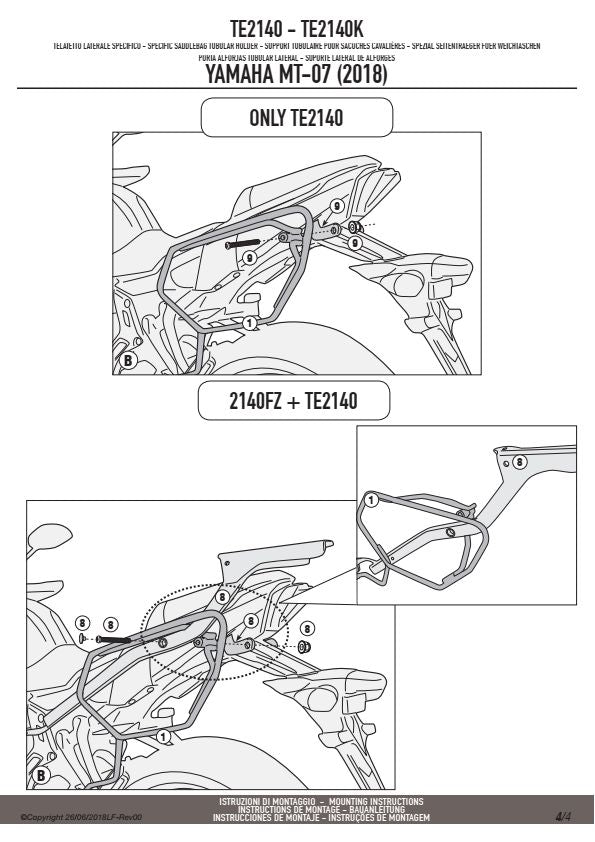 KAPPA STELAŻ POD TORBY (SAKWY) BOCZNE YAMAHA MT 07 '18-'24 - RÓWNIEŻ POD KUFRY RA314 EASY LOCK – zdjęcie 2