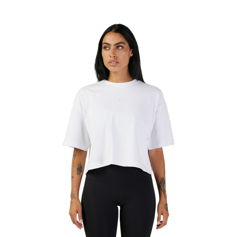 T-SHIRT DAMSKI FOX WORDMARK OS CROP WHITE