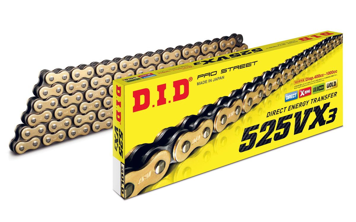 ŁAŃCUCH NAPĘDOWY DID525VX3G&B-120 ZAMKNIĘTY (ZŁOTY)