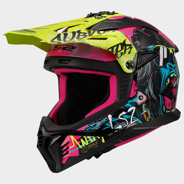 KASK LS2 MX708 FAST II GORILLA PURPLE H-V YEL