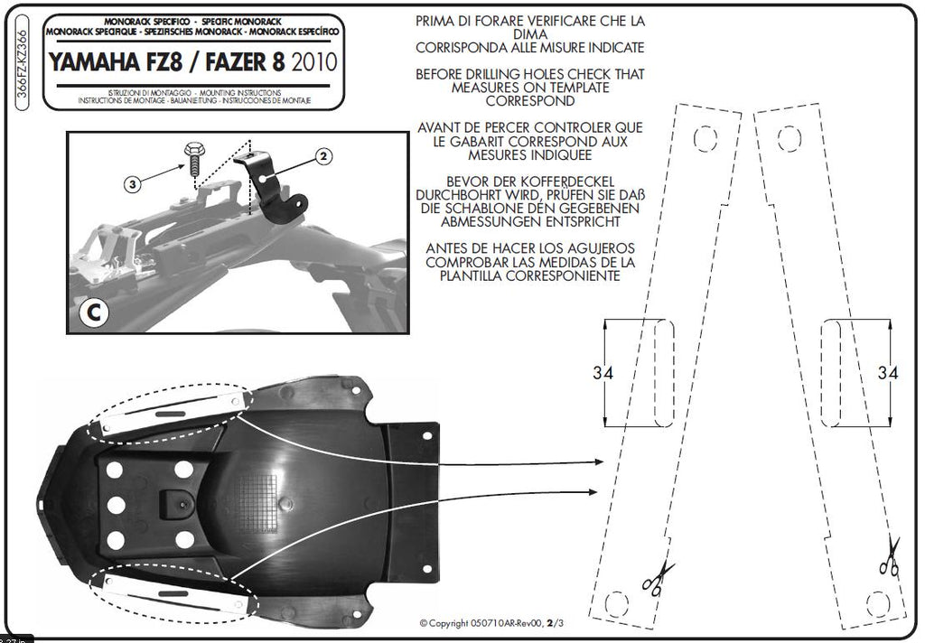 KAPPA STELAŻ KUFRA CENTRALNEGO YAMAHA FZ8 / FAZER 8 800 '10-'15 ( BEZ PŁYTY ) – zdjęcie 2