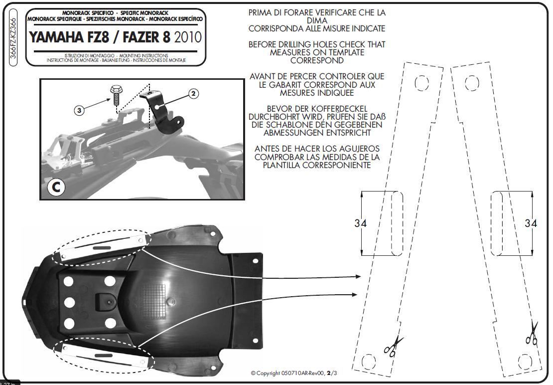 KAPPA STELAŻ KUFRA CENTRALNEGO YAMAHA FZ8 / FAZER 8 800 '10-'15 ( BEZ PŁYTY ) – zdjęcie 2