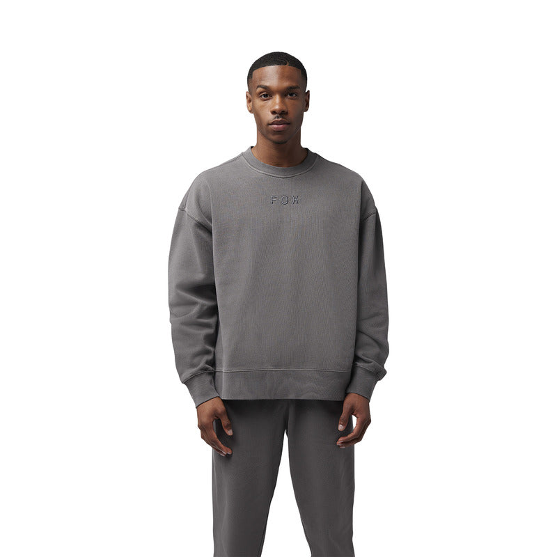 BLUZA FOX WORDMARK OVERSIZED FLEECE CREW PEWTER