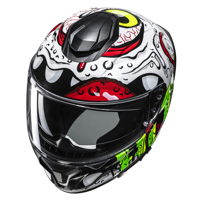 KASK MOTOCYKLOWY HJC C71 SQUEEZE WHITE GREEN
