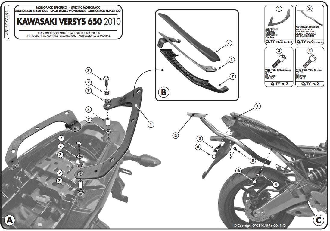 KAPPA STELAŻ KUFRA CENTRALNEGO KAWASAKI VERSYS 650 (10-14) ( BEZ PŁYTY ) – zdjęcie 4