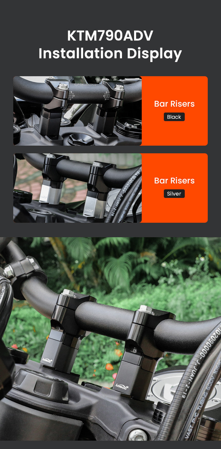 LOBOO Podwyższenie kierownicy do KTM690 ENDURO/R, KTM790, KTM890, KTM1050 , KTM1090 , KTM1190 , KTM1290 (srebrne)