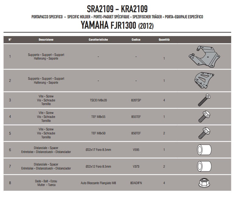 KAPPA STELAŻ KUFRA CENTRALNEGO YAMAHA FJR 1300 '06-'20 ALUMINIOWY MONOKEY – zdjęcie 2