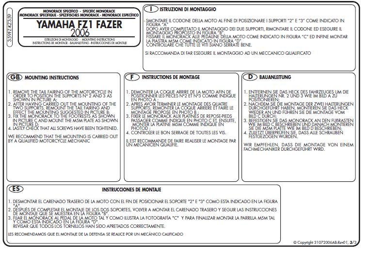 KAPPA STELAŻ KUFRA CENTRALNEGO YAMAHA FZ1 1000 FAZER (06-15) ( BEZ PŁYTY ) – zdjęcie 3