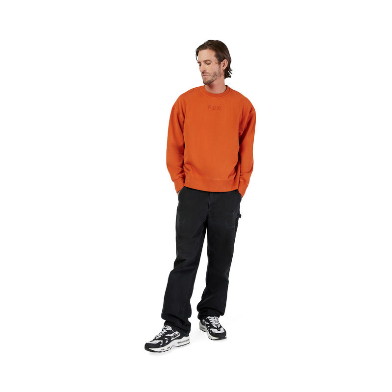 BLUZA FOX WORDMARK OVERSIZED FLEECE CREW COGNAC